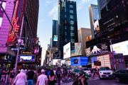 times square street and manhattan downtown architecture