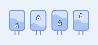 <p>An image of multiple screens with locks displayed upon them</p>