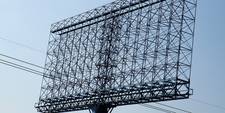 The bare metal structure of an empty billboard